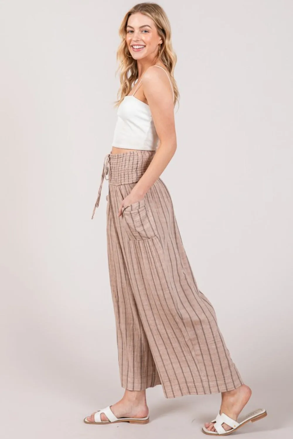 Hazel Blues® |  SAGE   FIG Cotton Gauze Wash Stripe Pants