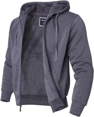 Heavyweight Sherpa Mens Zip Up Hoodie Thick Fleece Full-Zip Winter Hooded Jacket Fashion Pullover Sweatshirt