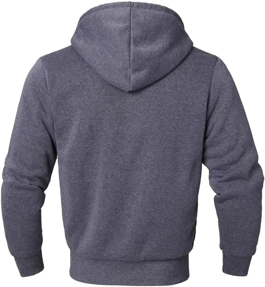 Heavyweight Sherpa Mens Zip Up Hoodie Thick Fleece Full-Zip Winter Hooded Jacket Fashion Pullover Sweatshirt