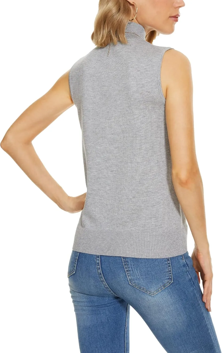 INKOFF Sleeveless Mock Neck Turtleneck Knit Tops Women Dressy Casual Sweater Vest Business Work Tank