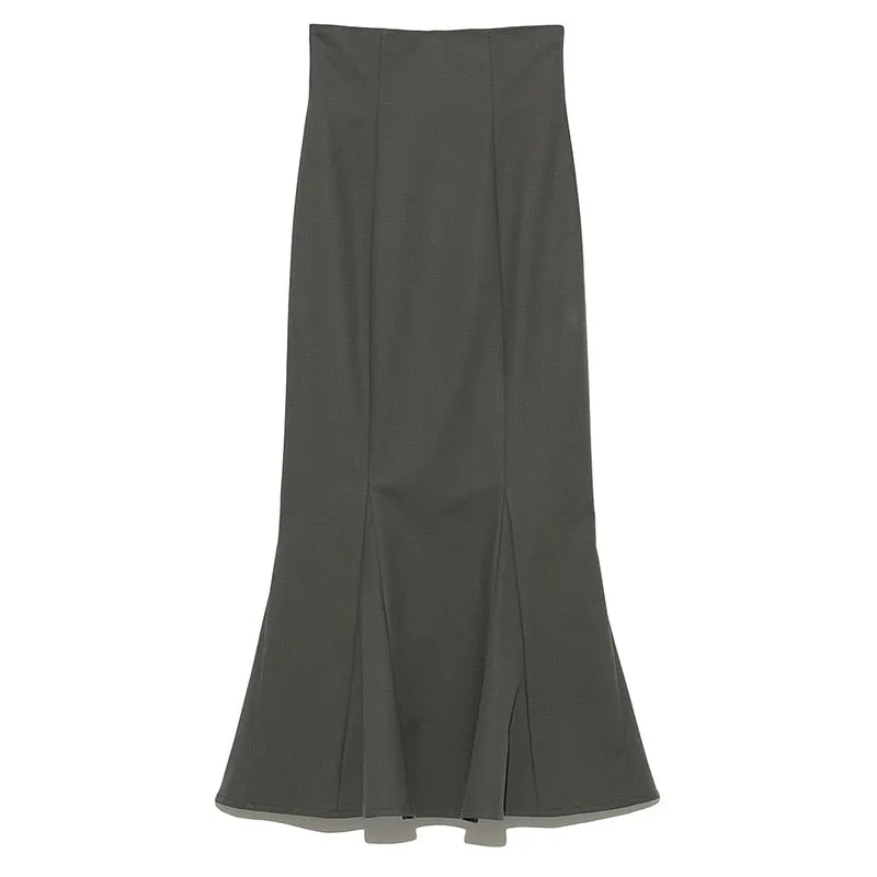 Joskaa Christmas Gift Kuzuwata 2024 Autumn New Faldas Japan Style Temperament Sweet Jupes Solid High Waist Folds Slim Mid Calf Mermaid Women Skirts