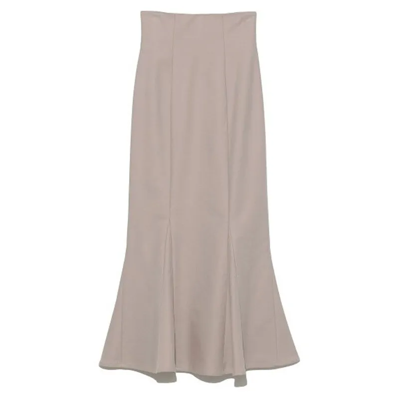 Joskaa Christmas Gift Kuzuwata 2024 Autumn New Faldas Japan Style Temperament Sweet Jupes Solid High Waist Folds Slim Mid Calf Mermaid Women Skirts