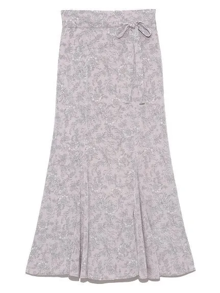 Joskaa Christmas Gift Kuzuwata 2024 Autumn Women Skirts Temperament Vintage Faldas A Line Print Ruffle High Waist Sashes Mid Length Mermaid Jupes