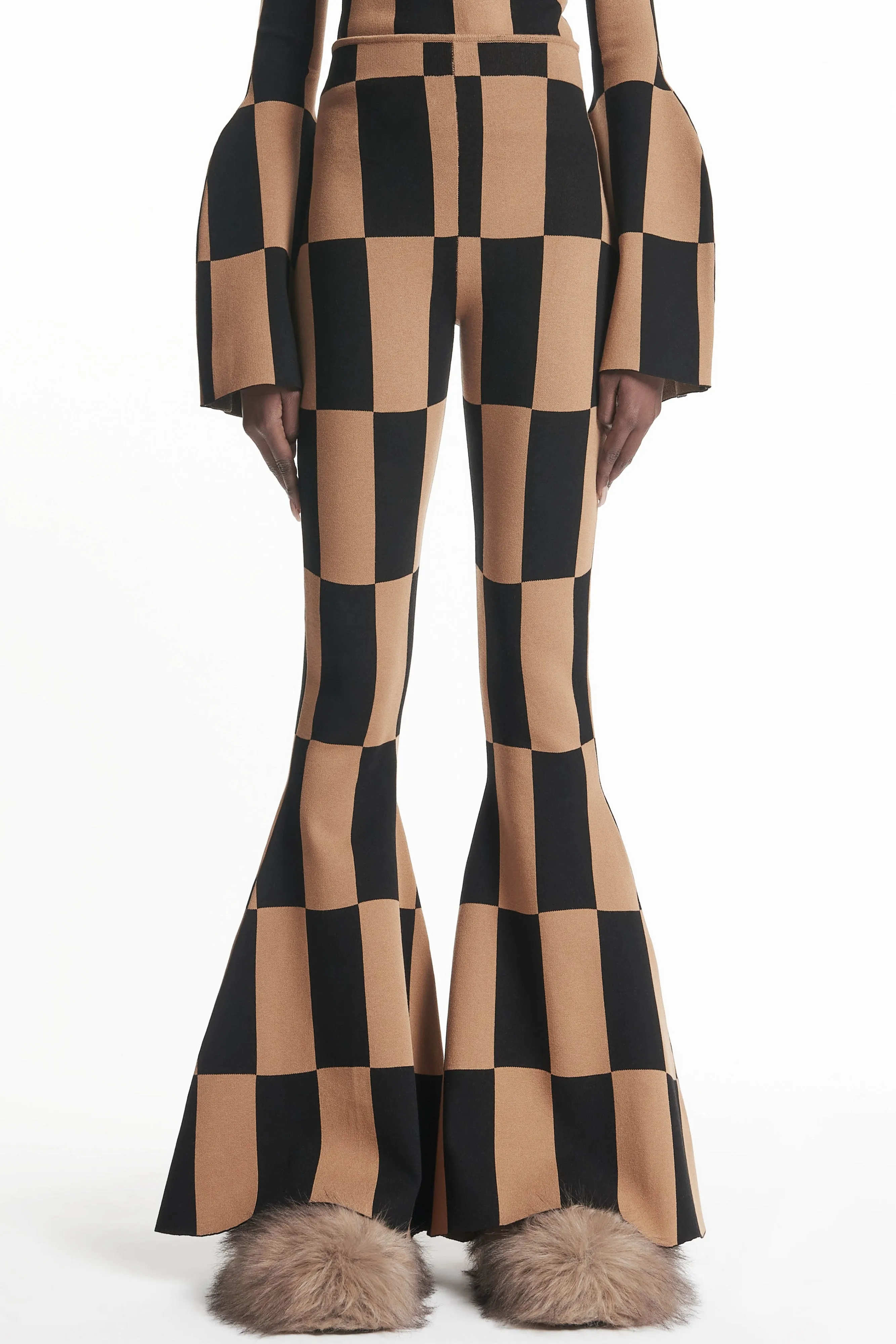 Knit Check Top Brown Black
