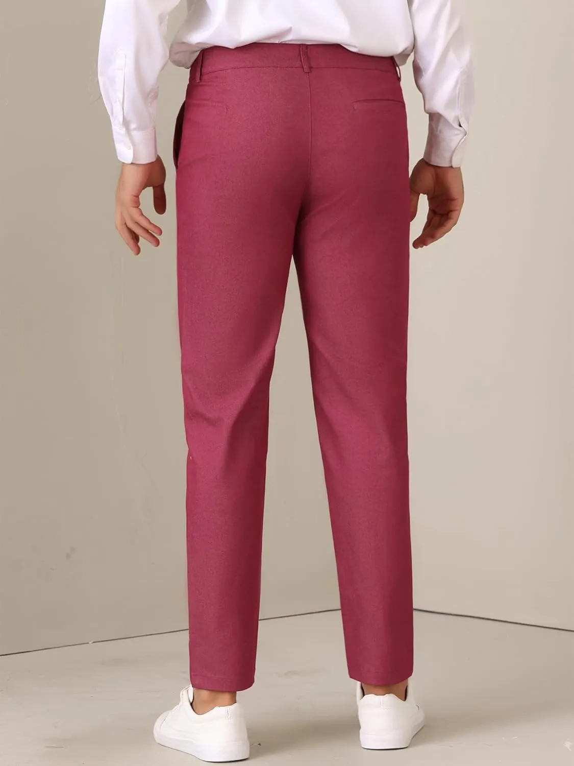 Lars Amadeus Dress Pants for Men's Pleated Front Tapered Leg Business Chino Trousers
