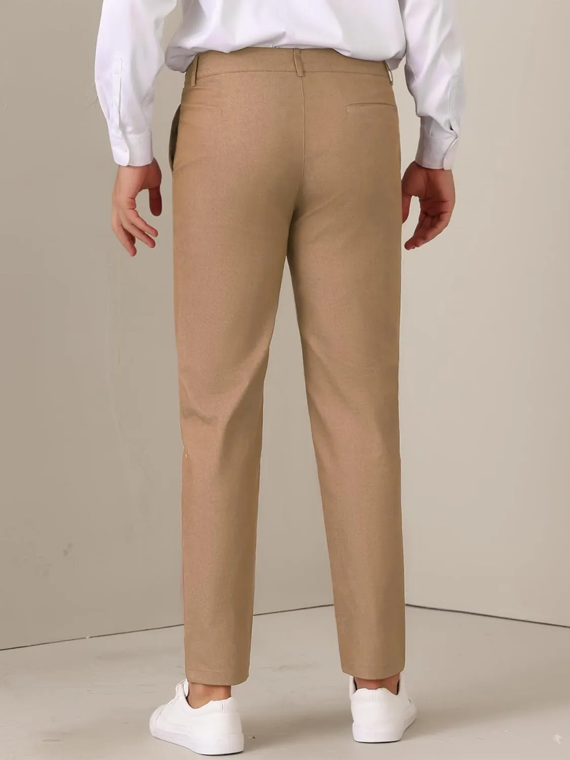 Lars Amadeus Dress Pants for Men's Pleated Front Tapered Leg Business Chino Trousers