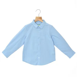 Light Blue Spread Collar Solid Casual Shirt