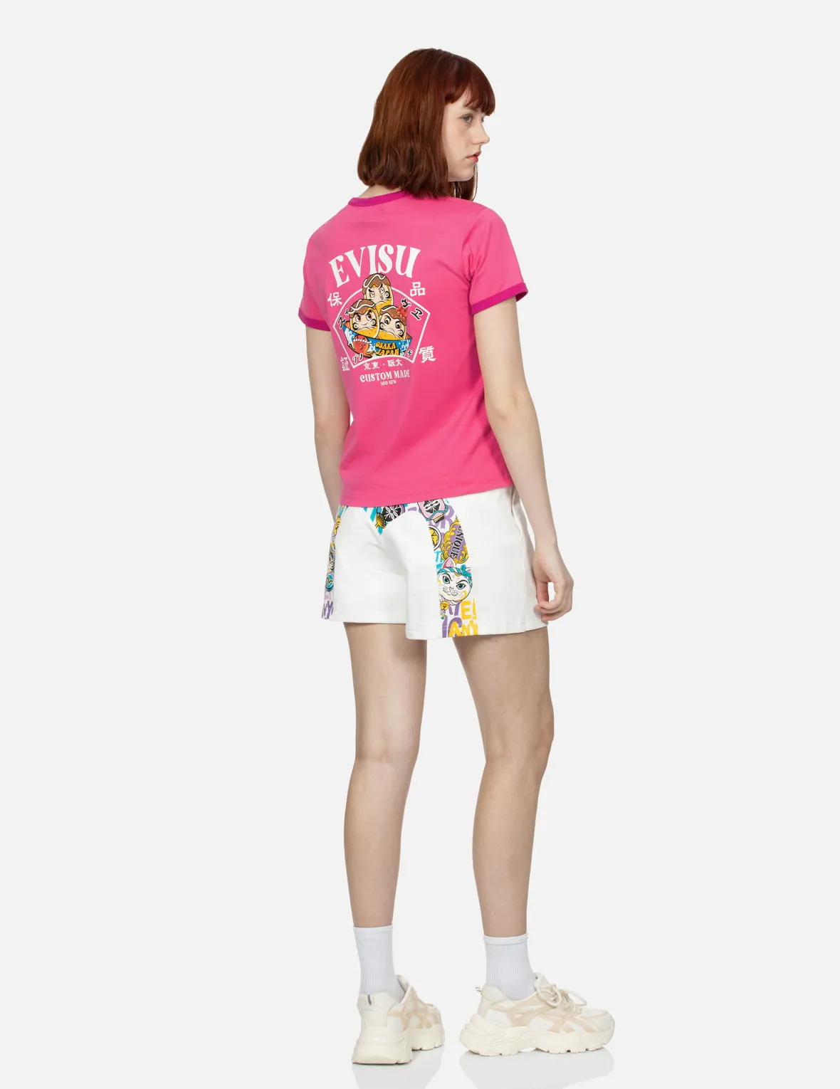 Logo and Takoyaki Daruma Print Regular Fit Ringer T-shirt