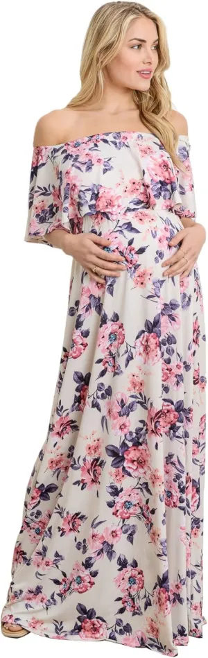 Maternity Dress Off Shoulder Maxi Pregnant Women Baby Shower Photoshoot