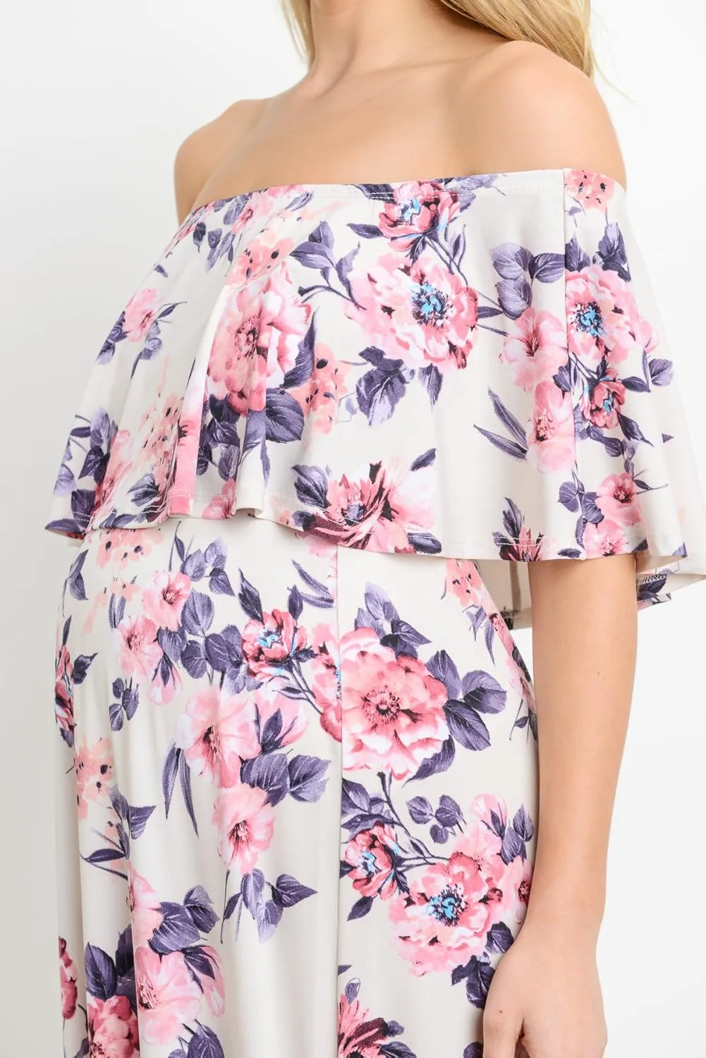 Maternity Dress Off Shoulder Maxi Pregnant Women Baby Shower Photoshoot