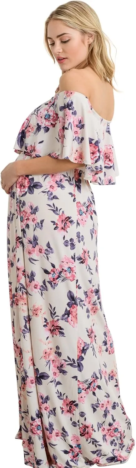 Maternity Dress Off Shoulder Maxi Pregnant Women Baby Shower Photoshoot