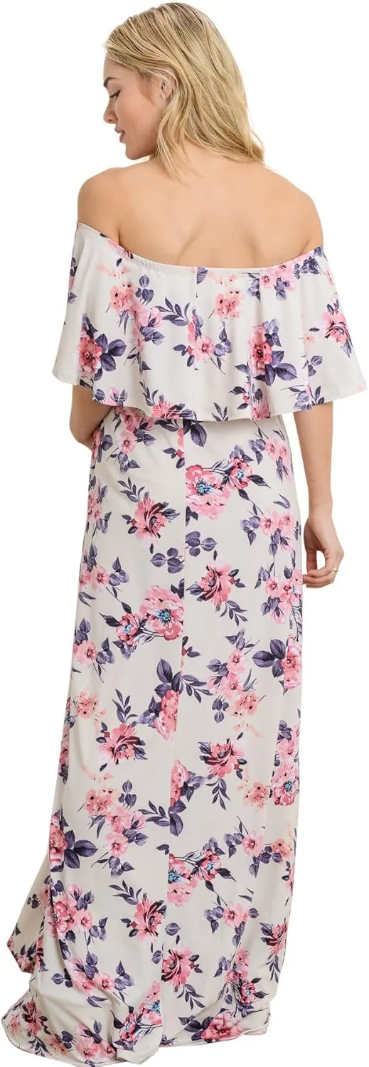 Maternity Dress Off Shoulder Maxi Pregnant Women Baby Shower Photoshoot