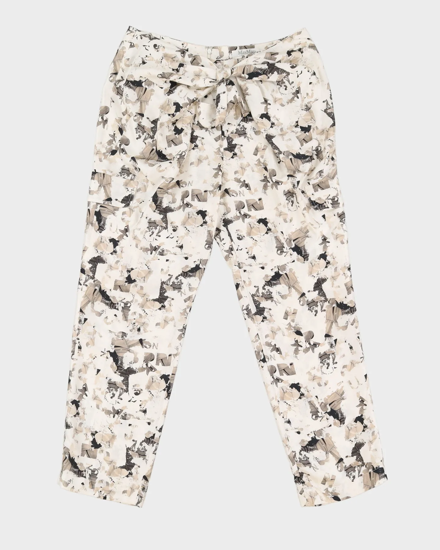 Max Mara Silk Patterned Cargo Trousers - M