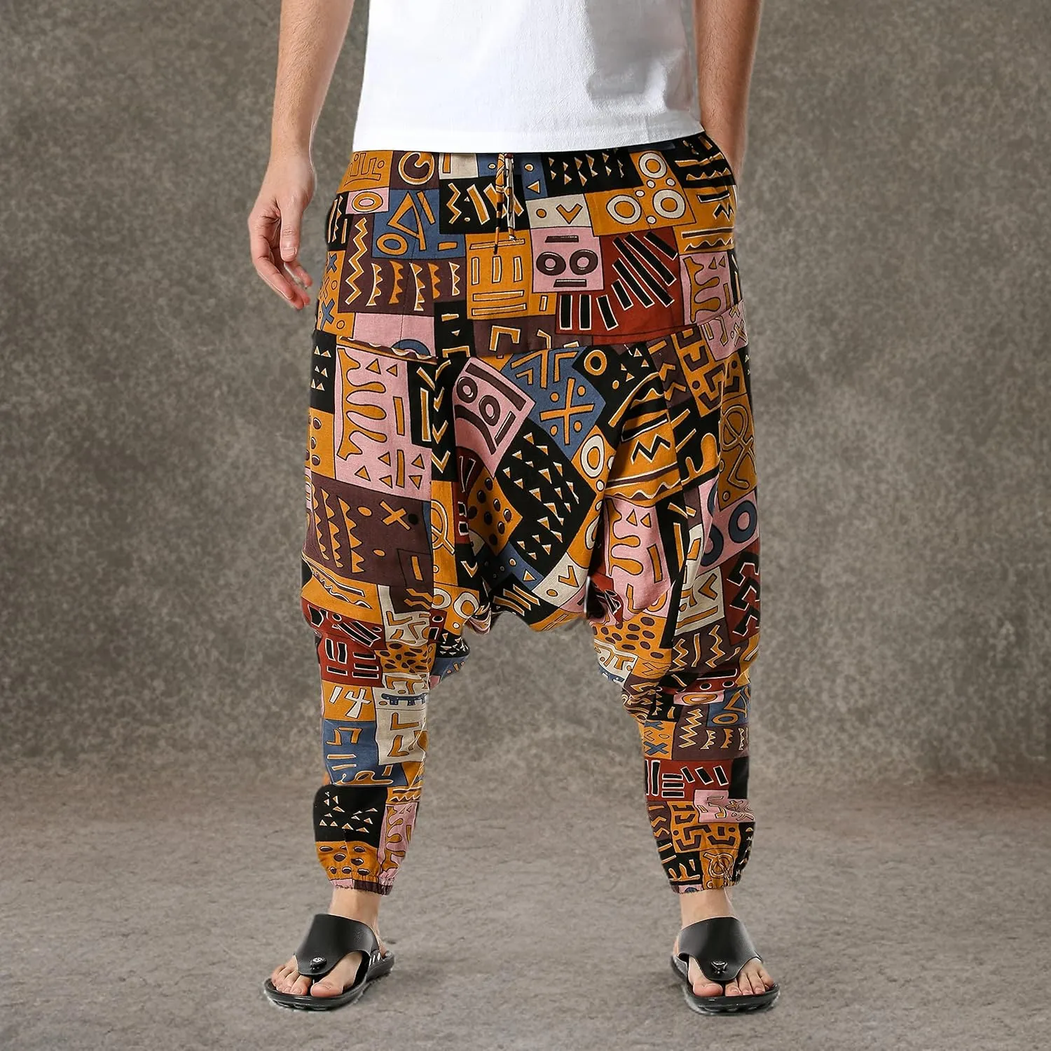 Men Women Cotton Baggy Hippie Yoga Harem Pants Funky Printed Plus Size Trousers