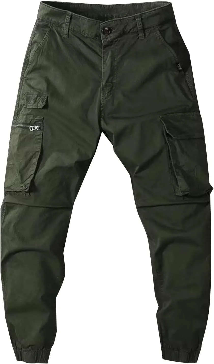 Men's Casual Cargo Pants Slim Fit Stretch Tactical Outdoor Joggers Lightweight Work Hiking Military Sweatpants with Pocket