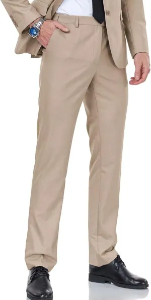 Men's Dress Pants Classic Flat Front Suit Pants Slim Fit Formal Trousers for Mens Casual