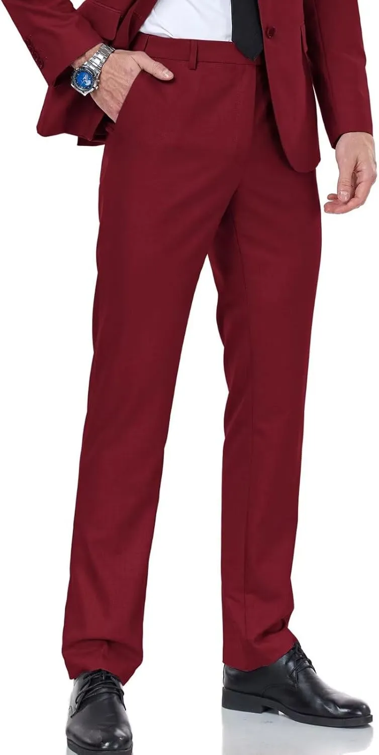 Men's Dress Pants Classic Flat Front Suit Pants Slim Fit Formal Trousers for Mens Casual