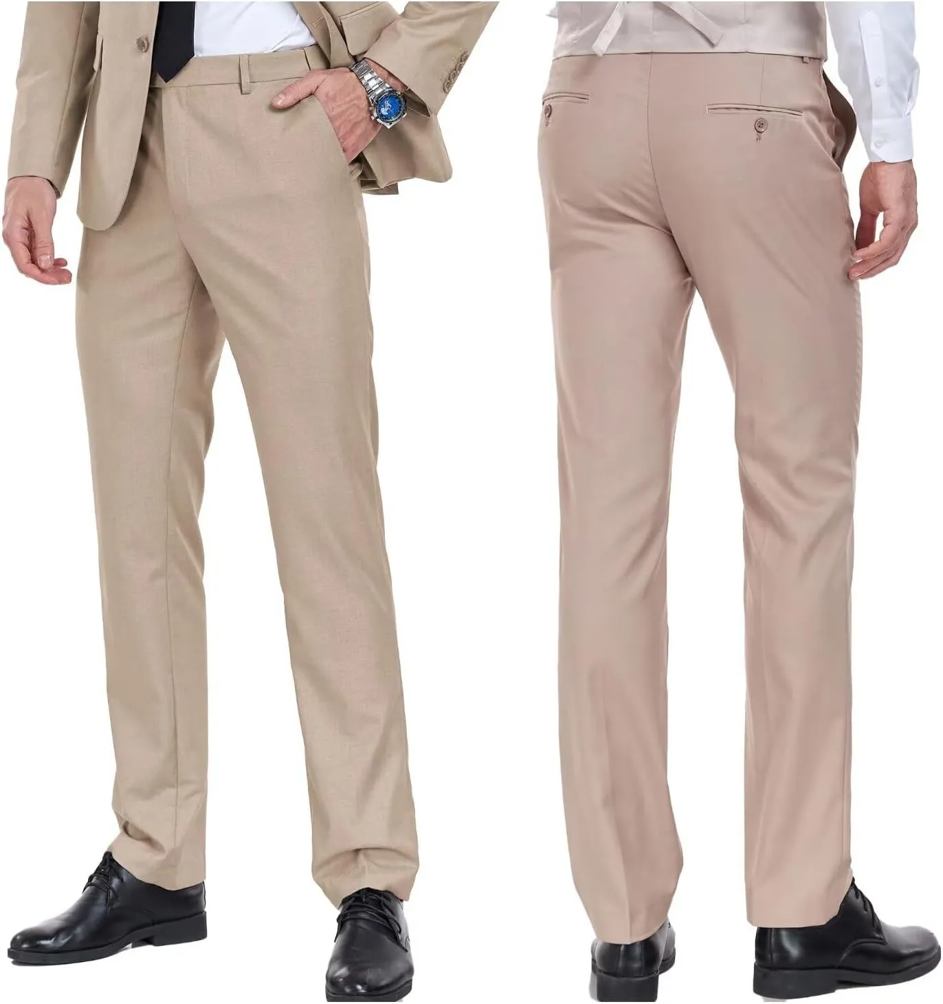 Men's Dress Pants Classic Flat Front Suit Pants Slim Fit Formal Trousers for Mens Casual