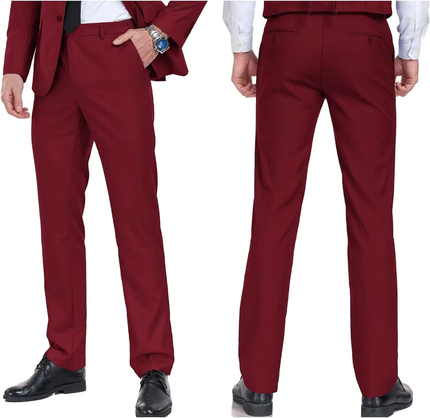 Men's Dress Pants Classic Flat Front Suit Pants Slim Fit Formal Trousers for Mens Casual