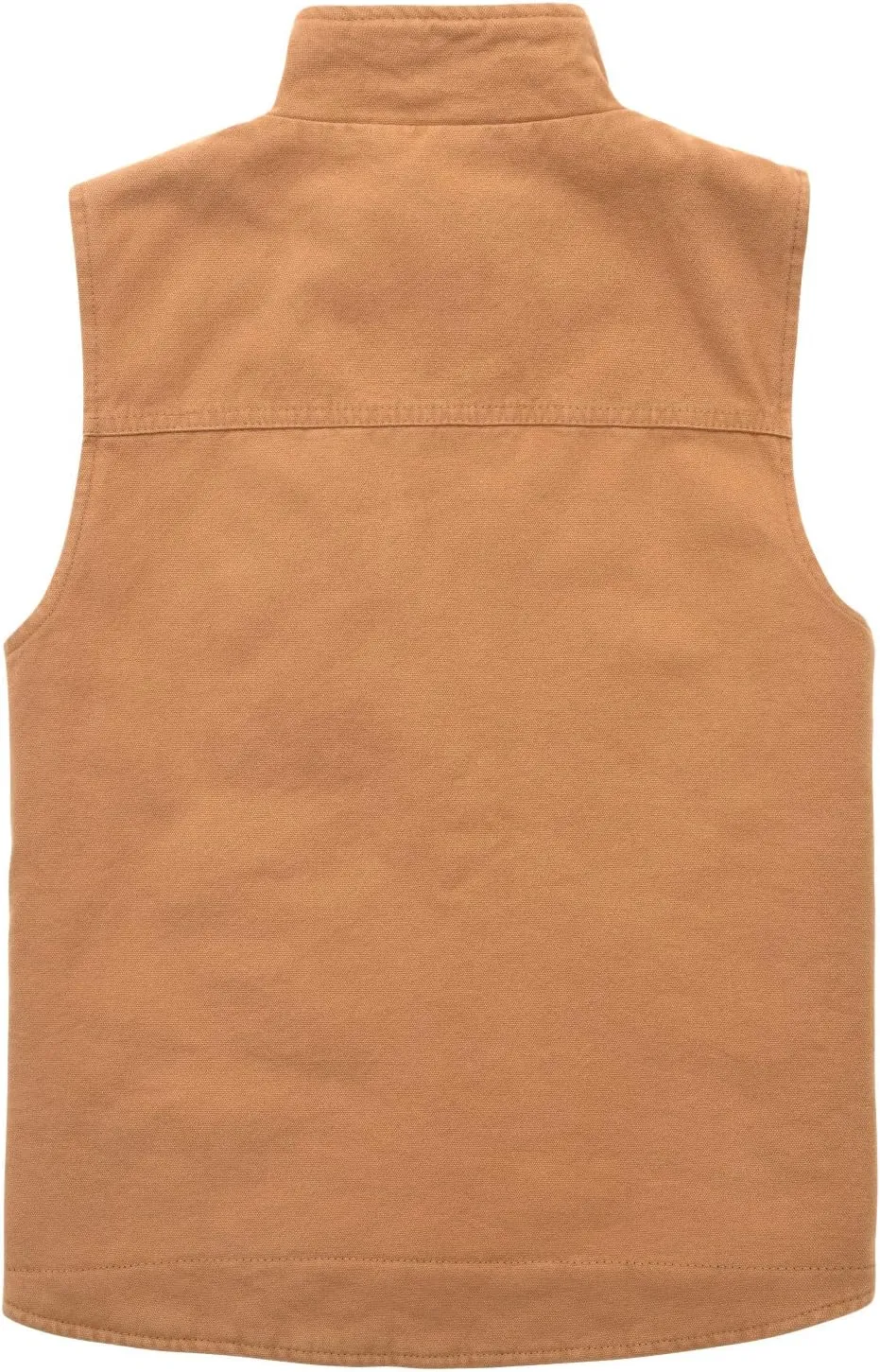 Men's Quilted Lined Zip-up Work Vest Washed Cotton Outwear Sleeveless Jacket