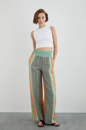 Patterned Trousers with Waist Detail