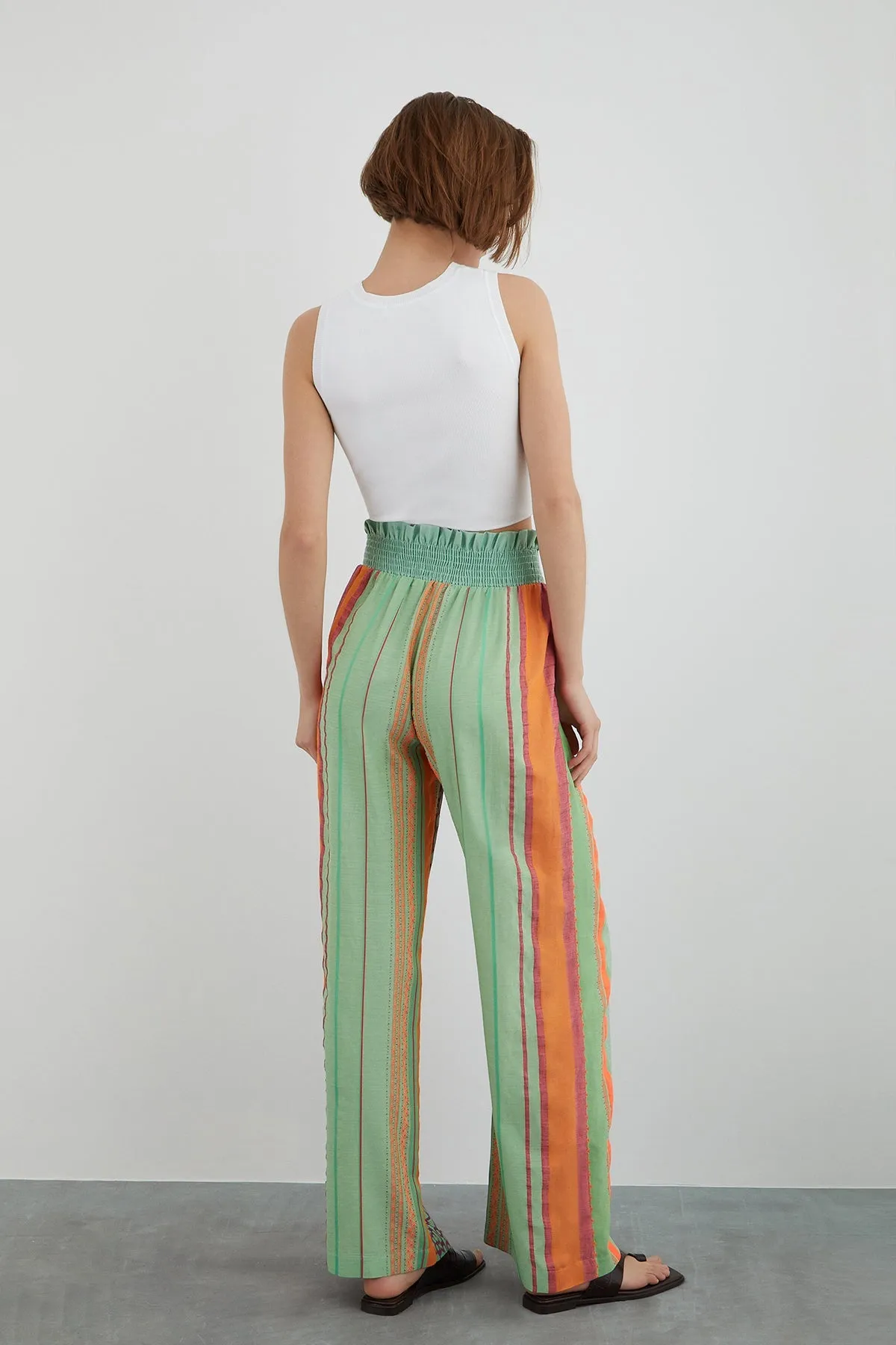 Patterned Trousers with Waist Detail