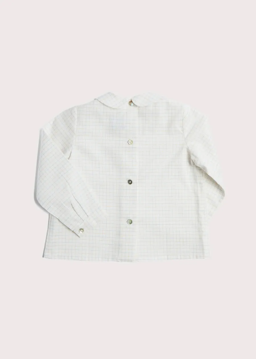 Peter Pan Collar Light Checked Shirt in White (12mths-3yrs)