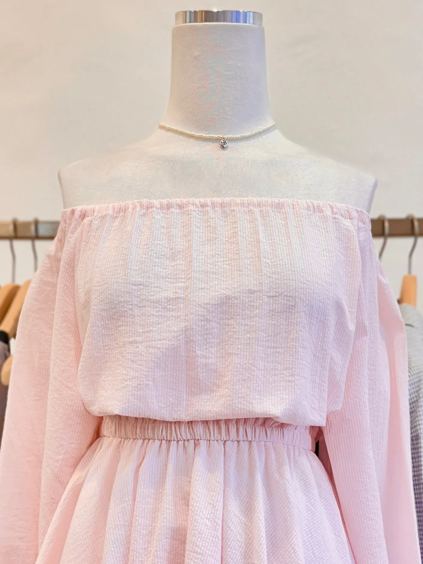 Pink off-shoulder dress