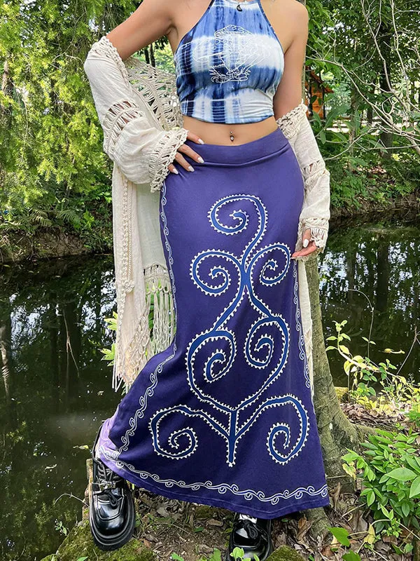 Printed Split-Joint Mermaid Skirts