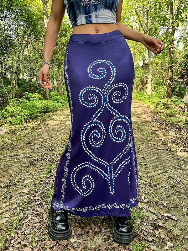 Printed Split-Joint Mermaid Skirts