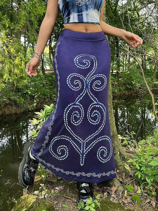 Printed Split-Joint Mermaid Skirts