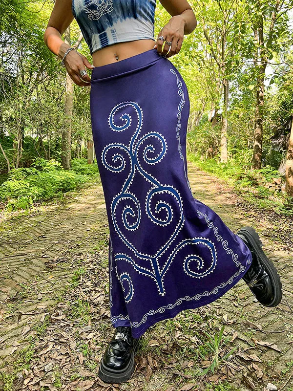 Printed Split-Joint Mermaid Skirts
