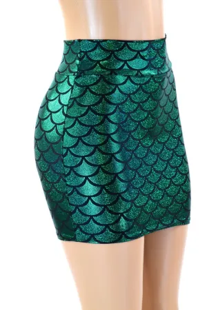 Ready to Ship Green Mermaid Bodycon Mini Skirt Medium