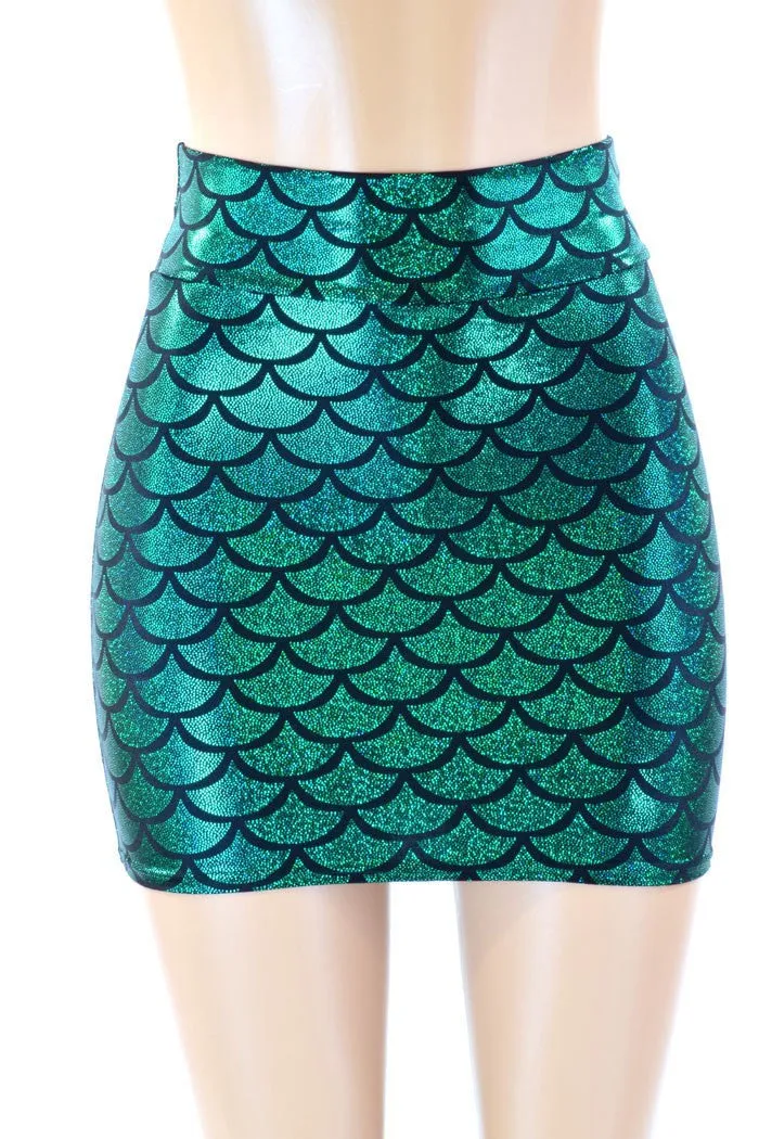 Ready to Ship Green Mermaid Bodycon Mini Skirt Medium