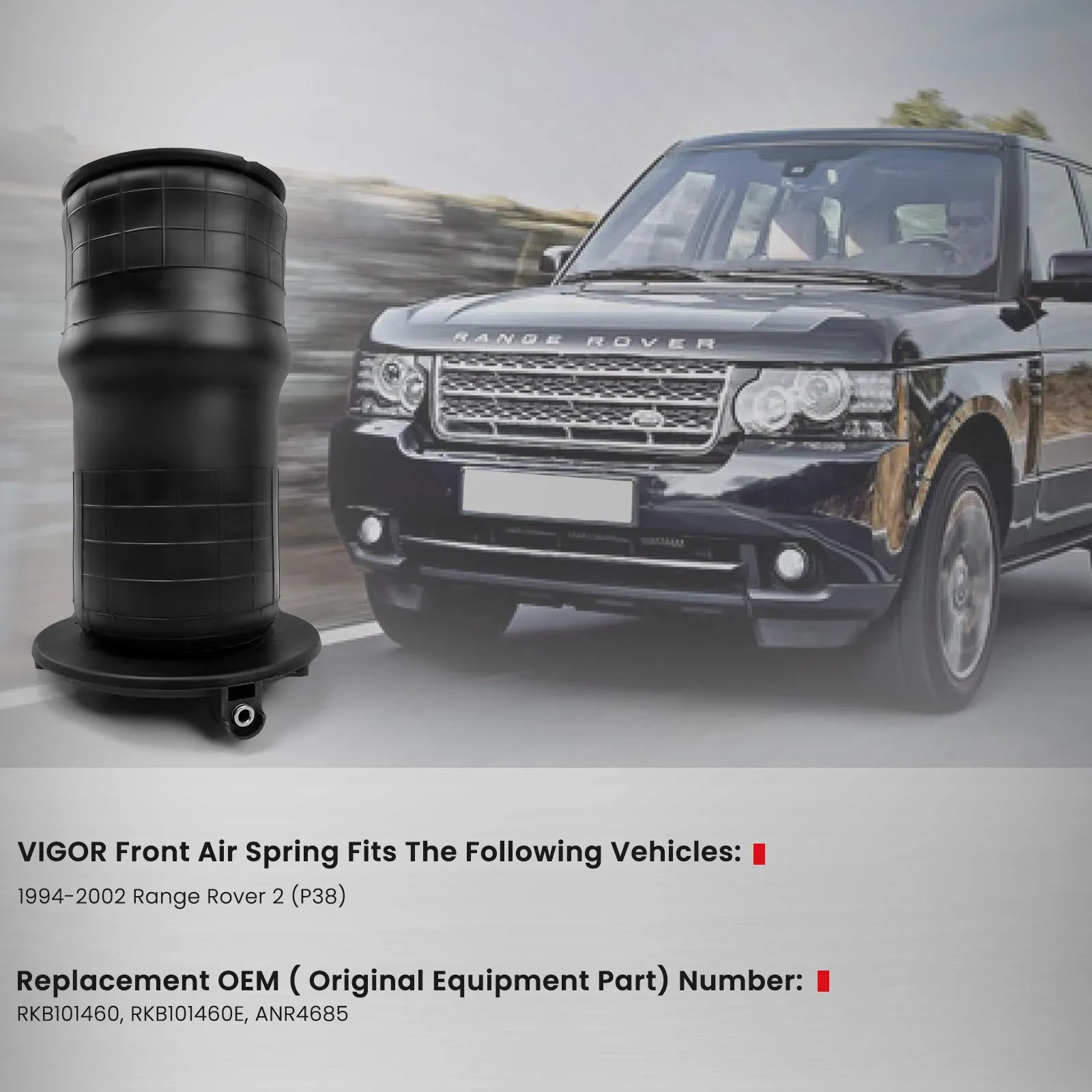 Rear Air Suspension Spring Bag Compatible with 1994-2002 Land Rover Range Rover 2 (P38) Car Air Struts RKB101460P, ANR4685, RKB101460