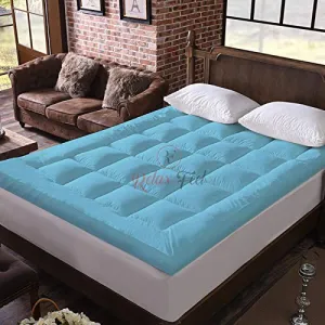 Relaxfeel 600 Gsm Microfiber 5 Star Cotton Single Bed Soft Waterproof Quilted Mattress Topper/Padding for Comfortable Sleep - Sky Blue - Twin Size - 48 Inche X 78 Inche