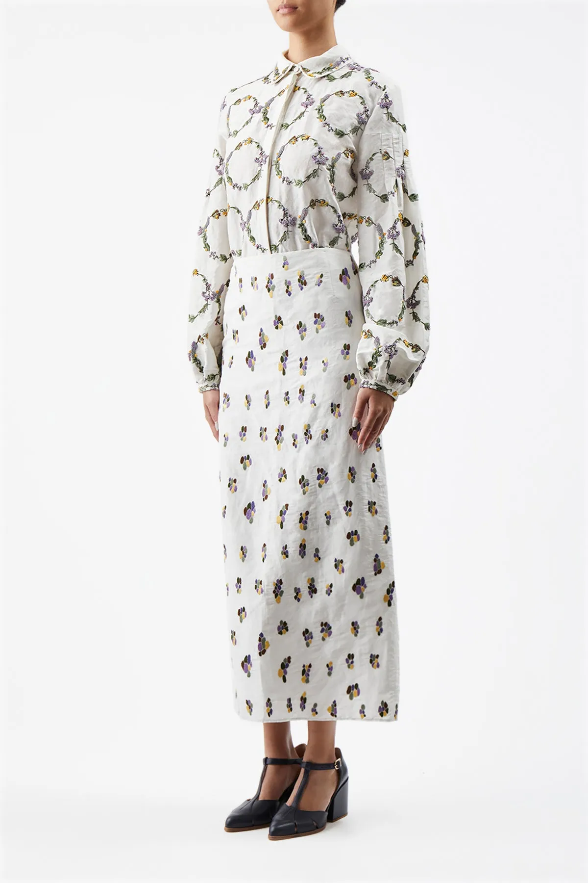 Selene Shirt in Ivory Silk