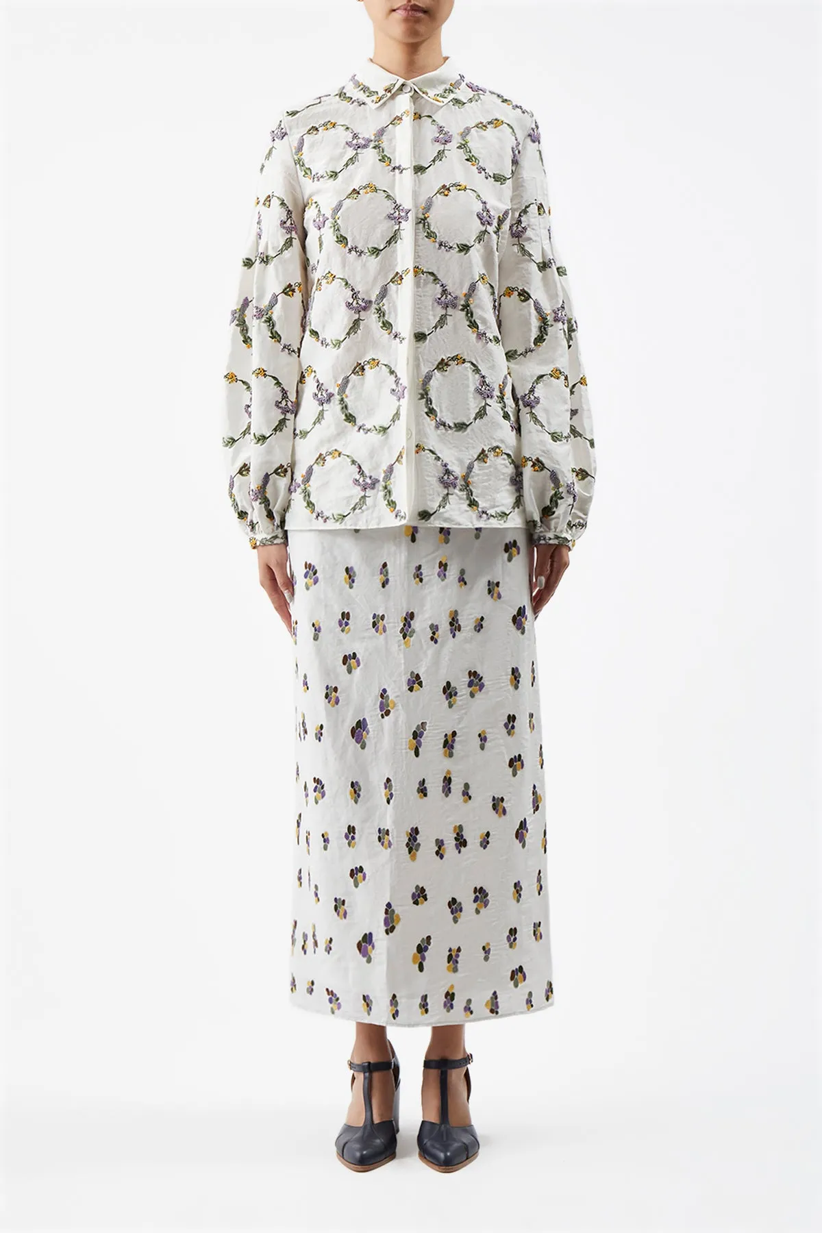 Selene Shirt in Ivory Silk