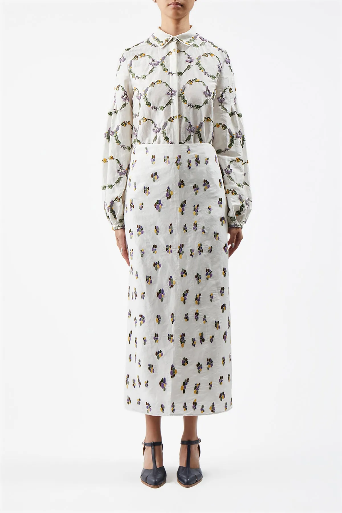 Selene Shirt in Ivory Silk