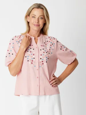 Spot Embroidered Shirt - 30607 Blush