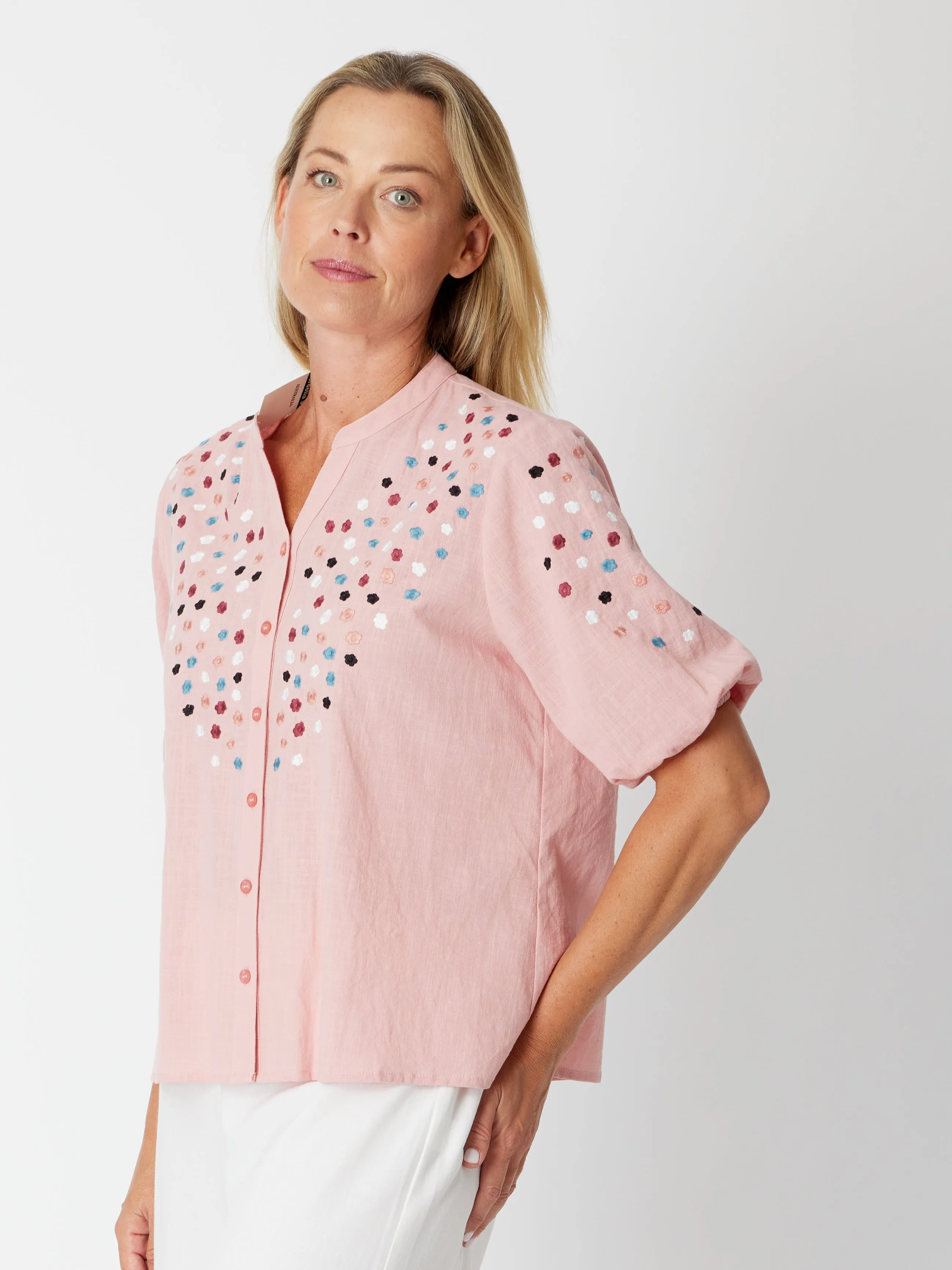 Spot Embroidered Shirt - 30607 Blush