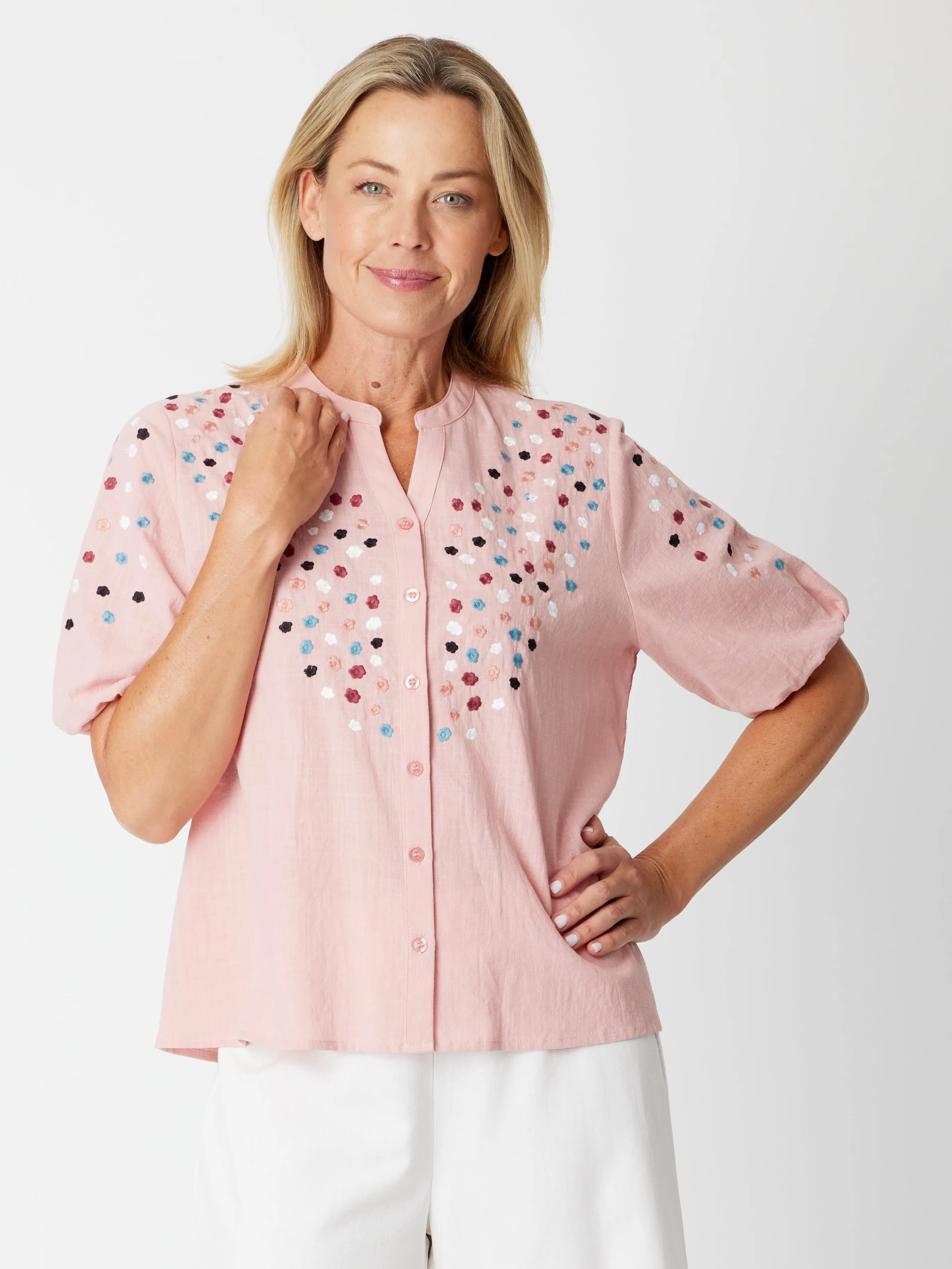 Spot Embroidered Shirt - 30607 Blush