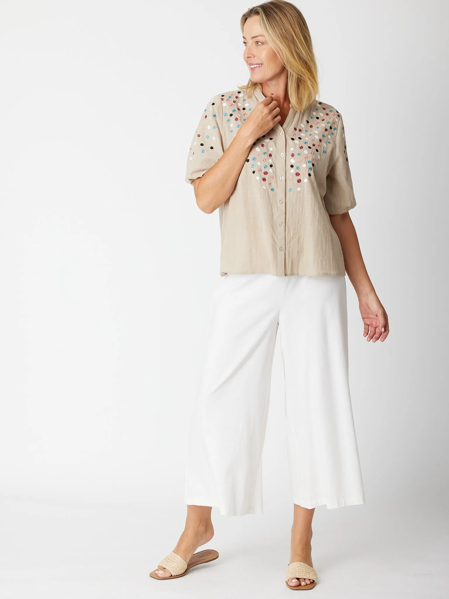 Spot Embroidered Shirt - 30607 Sand