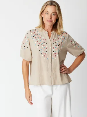 Spot Embroidered Shirt - 30607 Sand