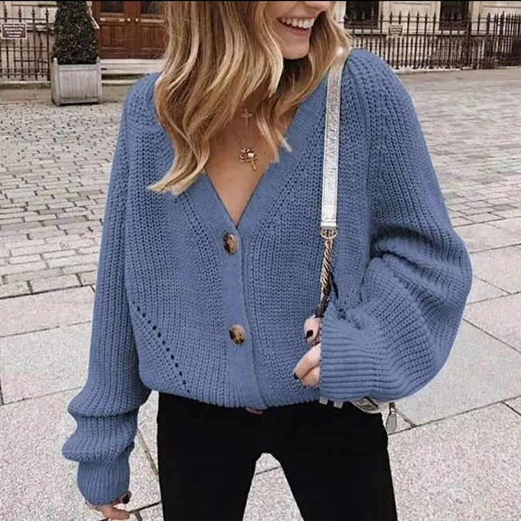 V Neck Knitted Cardigan