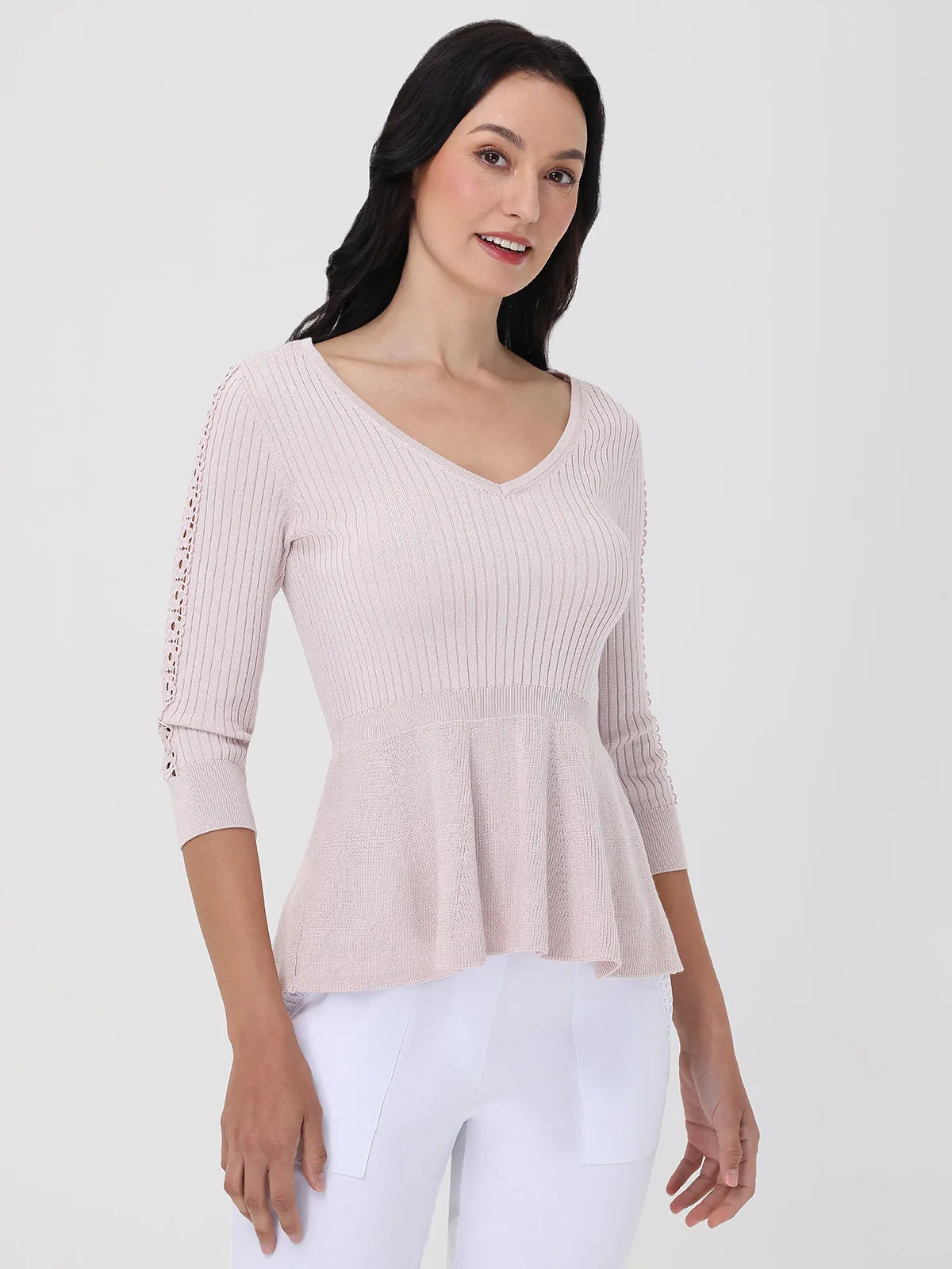 V-Neck Peplum Sweater
