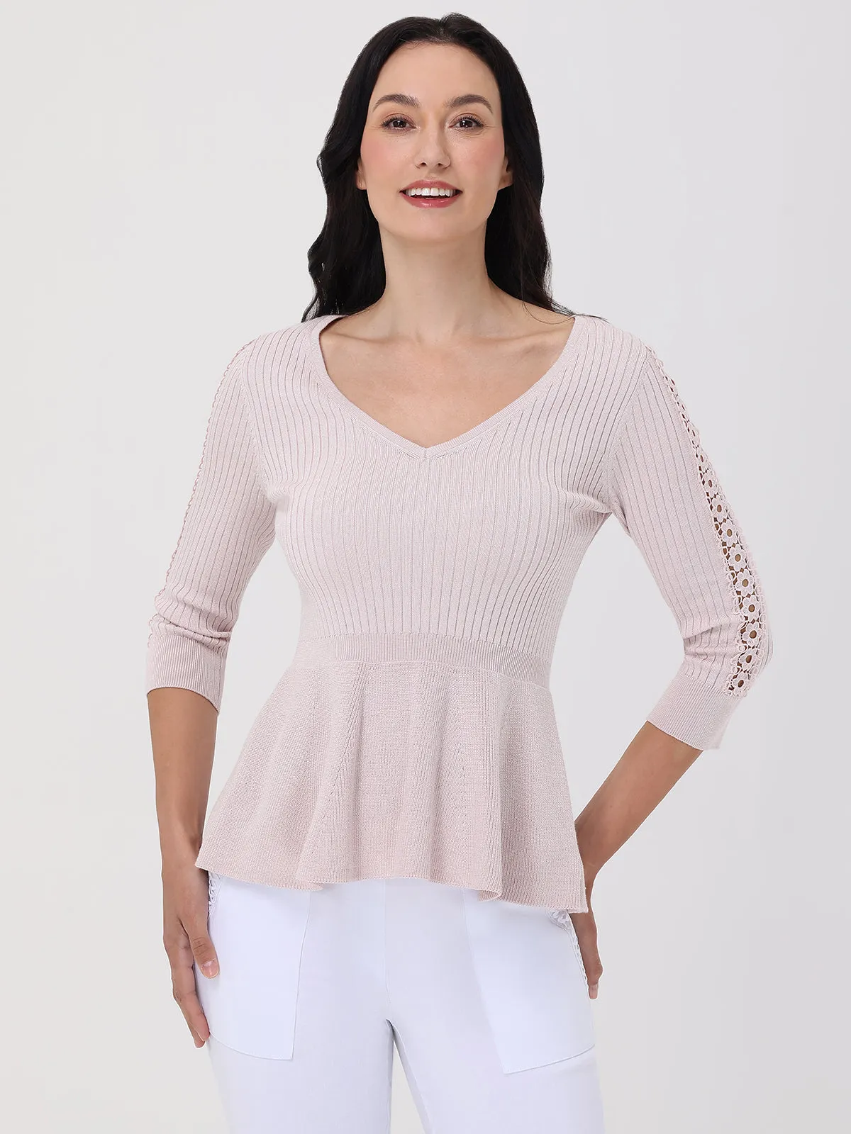 V-Neck Peplum Sweater