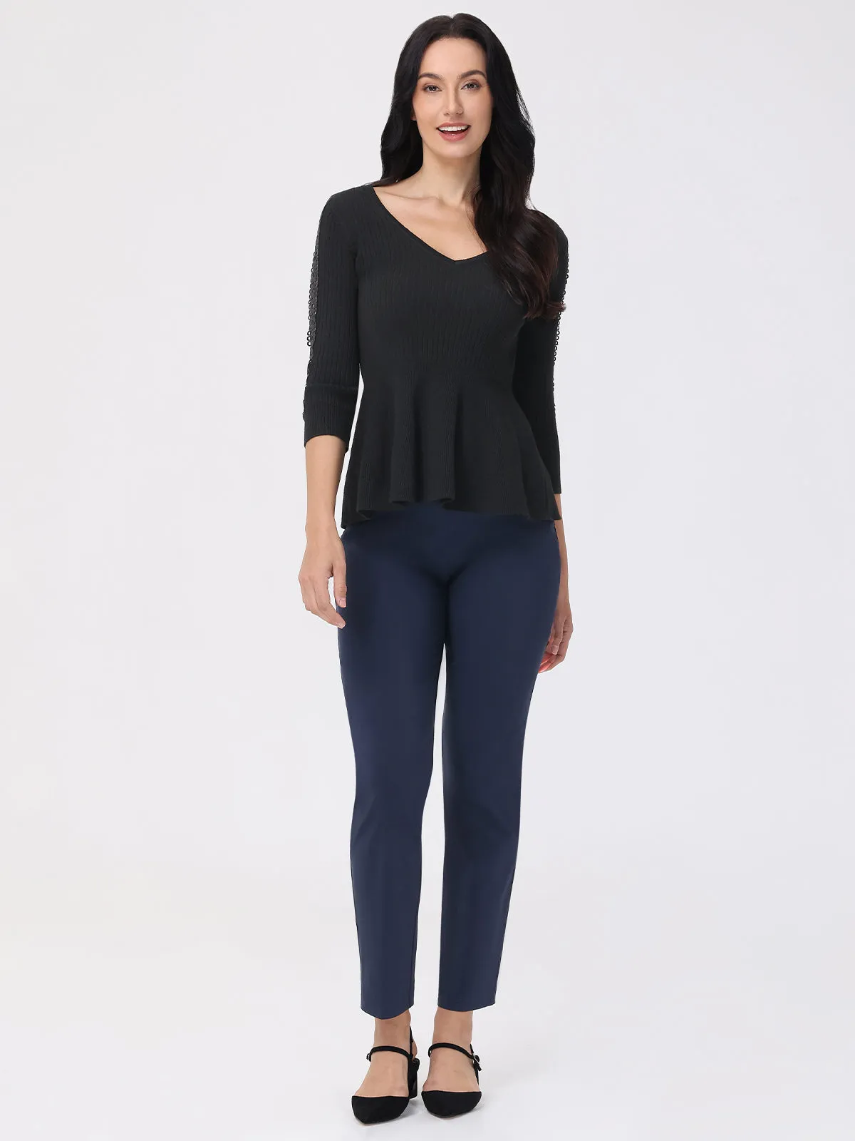V-Neck Peplum Sweater