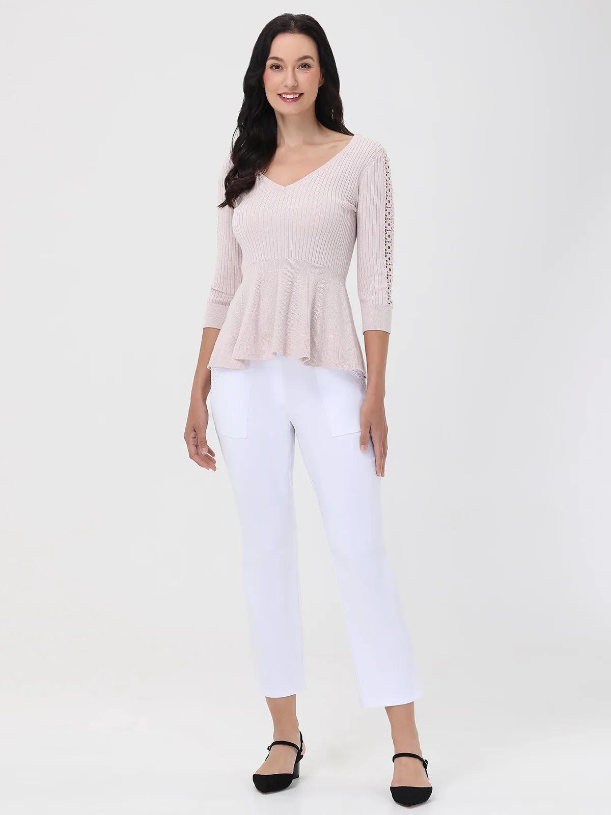 V-Neck Peplum Sweater