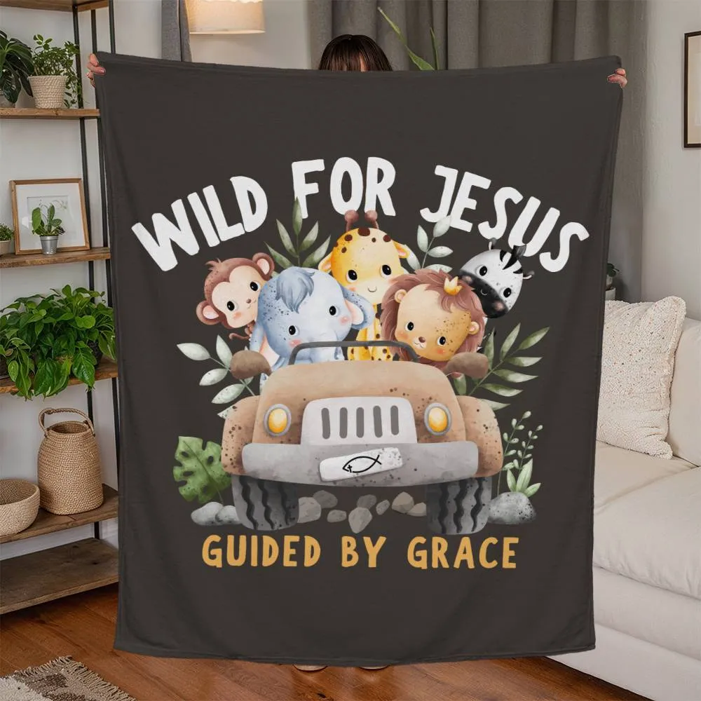 WILD FOR JESUS FLEECE BLANKET - COZY JUNGLE ADVENTURE IN FAITH